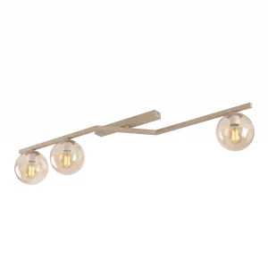 Lampa sufitowa Emibig Naton 3 mokka z bursztynowym kloszem 3×G9