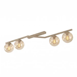 Lampa sufitowa Emibig Naton 4 mokka z bursztynowym kloszem 4×G9