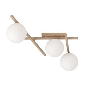 Lampa sufitowa Emibig Smart 3 mokka z białym kloszem 3×E14