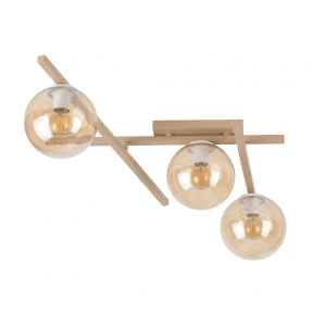 Lampa sufitowa Emibig Smart 3 mokka z bursztynowym kloszem 3×E14