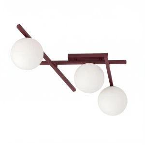Lampa sufitowa Emibig Smart 3 burgundowa z białym kloszem 3×E14