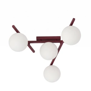Lampa sufitowa Emibig Smart 4 burgundowa z białym kloszem 4×E14