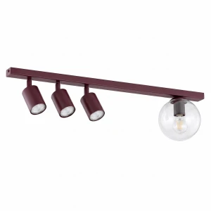 Lampa sufitowa Emibig Baster 4 burgundowa z transparentnym kloszem 4×E14 GU10