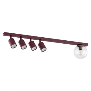 Lampa sufitowa Emibig Baster 5 burgundowa z transparentnym kloszem 5×E14 GU10