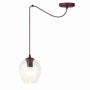 Lampa wisząca Emibig Level 1 burgundowa z transparentnym kloszem 1×E27