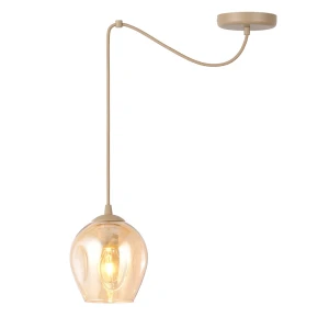 Lampa wisząca Emibig Level 1 mokka z bursztynowym kloszem 1×E27