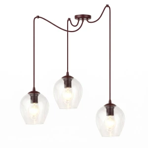 Lampa wisząca Emibig Level 3 burgundowa z transparentnym kloszem 3×E27