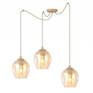 Lampa wisząca Emibig Level 3 mokka z bursztynowym kloszem 3×E27