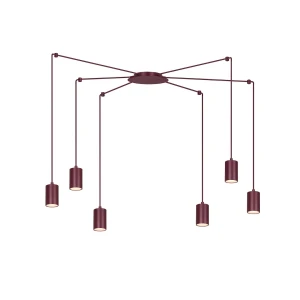 Lampa wisząca Emibig Traker 6 burgundowa 6×GU10