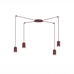 Lampa wisząca Emibig Traker 4 burgundowa 4×GU10