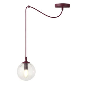 Lampa wisząca Emibig Gigi 1 burgundowa z transparentnym kloszem 1×E14