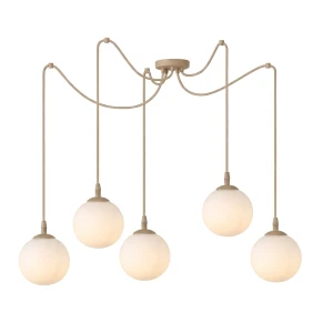 Lampa wisząca Emibig Gigi 5 mokka z białym kloszem 5×E14