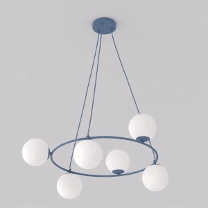 Lampa wisząca Emibig Azura 6 pudrowoniebieska z białym kloszem 6×E14