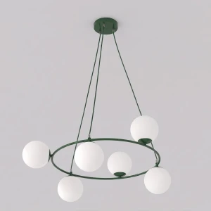 Lampa wisząca Emibig Azura 6 oliwkowa z białym kloszem 6×E14