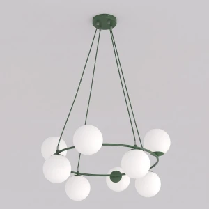 Lampa wisząca Emibig Azura 8 oliwkowa z białym kloszem 8×E14