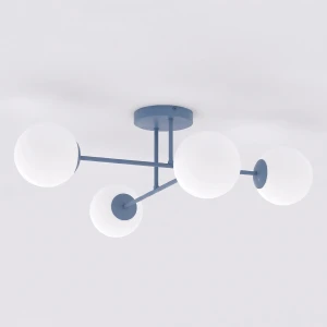 Lampa sufitowa Emibig Roma 4 pudrowoniebieska z białym kloszem 4×E14