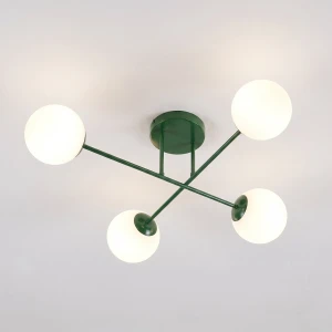 Lampa sufitowa Emibig Roma 4 oliwkowa z białym kloszem 4×E14