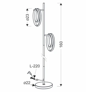 Lampa podłogowa LED Croma czarna 2x12W 3000K 52-54159 - Candellux
