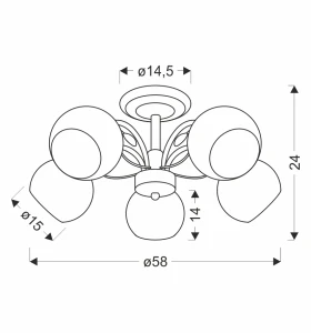 Lampa sufitowa Cromat grafitowe szkło 5xE27 35-51868 - Candellux
