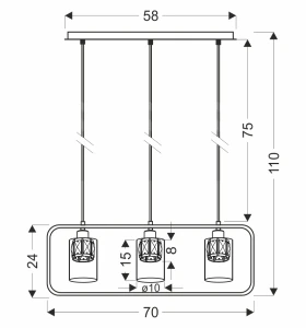 Lampa wisząca Destro bursztynowe szkło 3xE27 33-51714 - Candellux