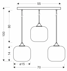 Lampa wisząca Estas bursztynowe szkło 3xE27 33-51547 - Candellux