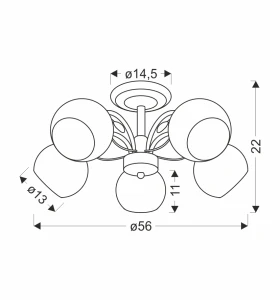 Lampa sufitowa Graphite czerń i białe szkło 5xE27 35-22554 - Candellux
