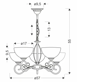 Lampa wisząca Horizon patyna i białe szkło 5xE27 35-45164 - Candellux