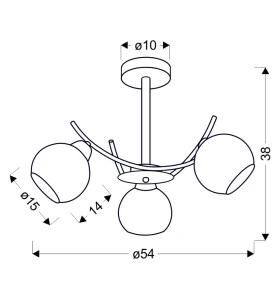 Lampa wisząca Lunore złoto-bursztynowa 3xE27 33-52162 - Candellux