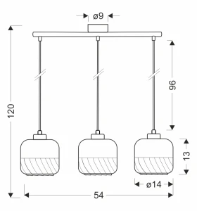 Lampa wisząca Marla czarno-bursztynowa 3xE27 33-58263 - Candellux