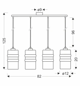 Lampa wisząca Metz chrom szkło dymione 4xE27 34-58393 - Candellux