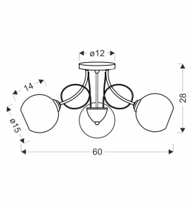 Lampa sufitowa Tartine chrom białe szkło 3xE27 33-52049 - Candellux