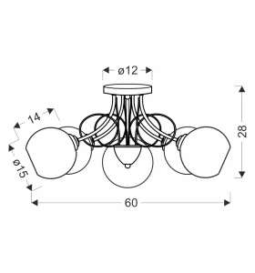 Lampa sufitowa Tartine chrom białe szkło 5xE27 35-52032 - Candellux