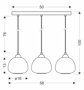 Lampa wisząca Valeria czarna czyste szkło 3xE27 33-58225 - Candellux