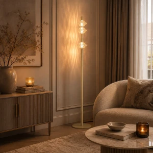 Lampa podłogowa LED Padre Gold bursztynowe szkło 19W ML2803 - Milagro