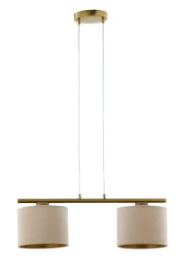 Lampa wisząca Ariel 2 beżowy ze szczotkowanym złotem 2xE27 – Sigma