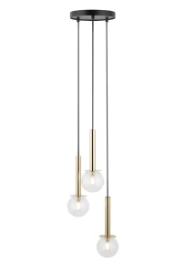 Lampa wisząca Daisy 3 złoty z przezroczystymi kloszami 3xG9 – Sigma