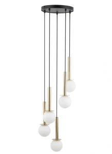 Lampa wisząca Daisy 5 złoty z białymi kloszami 5xG9 – Sigma