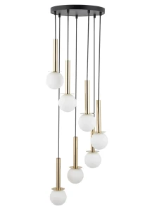 Lampa wisząca Daisy 7 złoty z białymi kloszami 7xG9 – Sigma