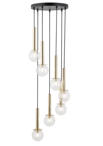 Lampa wisząca Daisy 7 złoty z przezroczystymi kloszami 7xG9 – Sigma