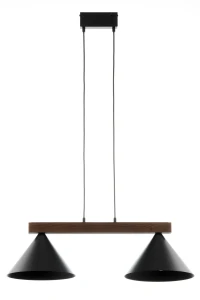 Lampa wisząca Deco 2 czarny z ciemnobrązowym drewnem 2xE27 – Sigma