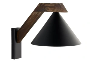 Kinkiet Deco czarny z ciemnobrązowym drewnem 1xE27 – Sigma