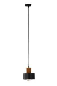 Lampa wisząca Rif Wood 1 S czarny z jasnobrązowym drewnem 1xE27 – Sigma