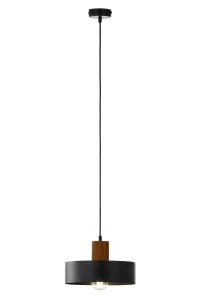 Lampa wisząca Rif Wood 1 M czarny z jasnobrązowym drewnem 1xE27 – Sigma