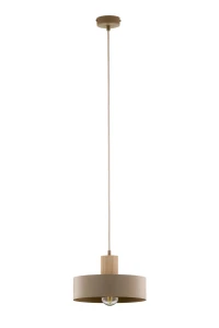 Lampa wisząca Rif Wood 1 M ciepły beż z naturalnym drewnem 1xE27 – Sigma