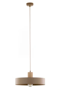 Lampa wisząca Rif Wood 1 L ciepły beż z naturalnym drewnem 1xE27 – Sigma