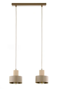 Lampa wisząca Rif Wood 2 ciepły beż z naturalnym drewnem 2xE27 – Sigma