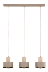 Lampa wisząca Rif Wood 3 ciepły beż z naturalnym drewnem 3xE27 – Sigma