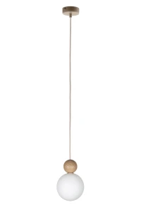 Lampa wisząca Rona 1 ciepły beż z jasnobrązowym drewnem 1xG9 – Sigma