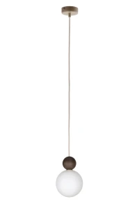 Lampa wisząca Rona 1 ciepły beż z ciemnobrązowym drewnem 1xG9 – Sigma