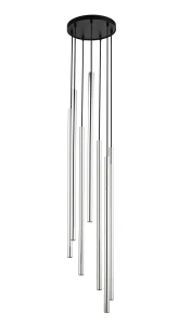 Lampa wisząca Sopel Lux 7 koło długi czarno-srebrny 7xG9 – Sigma
